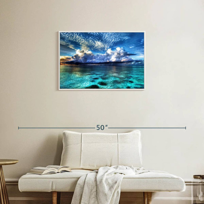 Vue sur l'océan Cozumel, Cadre flottant blanc, 31 po x 21 po