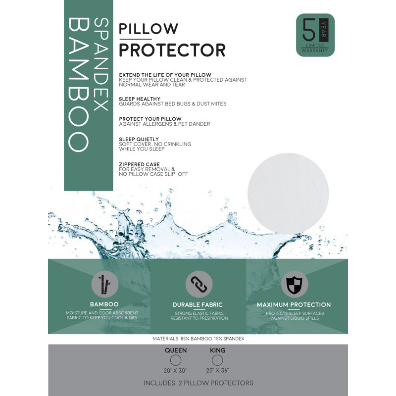 Bamboo Spandex Pillow Protector, Queen