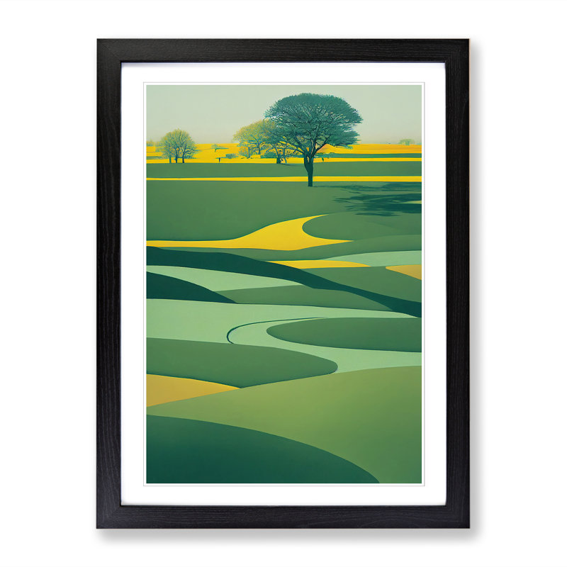 Spring Landscape Minimalism - Single Picture Frame Print, Black, 46cm H x 34cm W x 2cm D