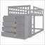 Lit simple superposé simple en pin massif avec 4 tiroirs et 3 tablettes - sans sommier, gris pour les soirées pyjama et amp; Petits espaces-1261699655-1261699654