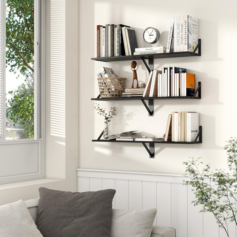 Floating Shelves For Wall, Set Of 2 Wall Mounted Shelves For Living Room, Bedroom, Home Office, Bathroom, Bookshelf, And Decor
