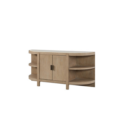 Marielle Curved 2-Door Console Table with Marble Top & Shelves