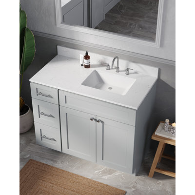 Meuble-lavabo simple 43 po avec plateau en quartz Disar