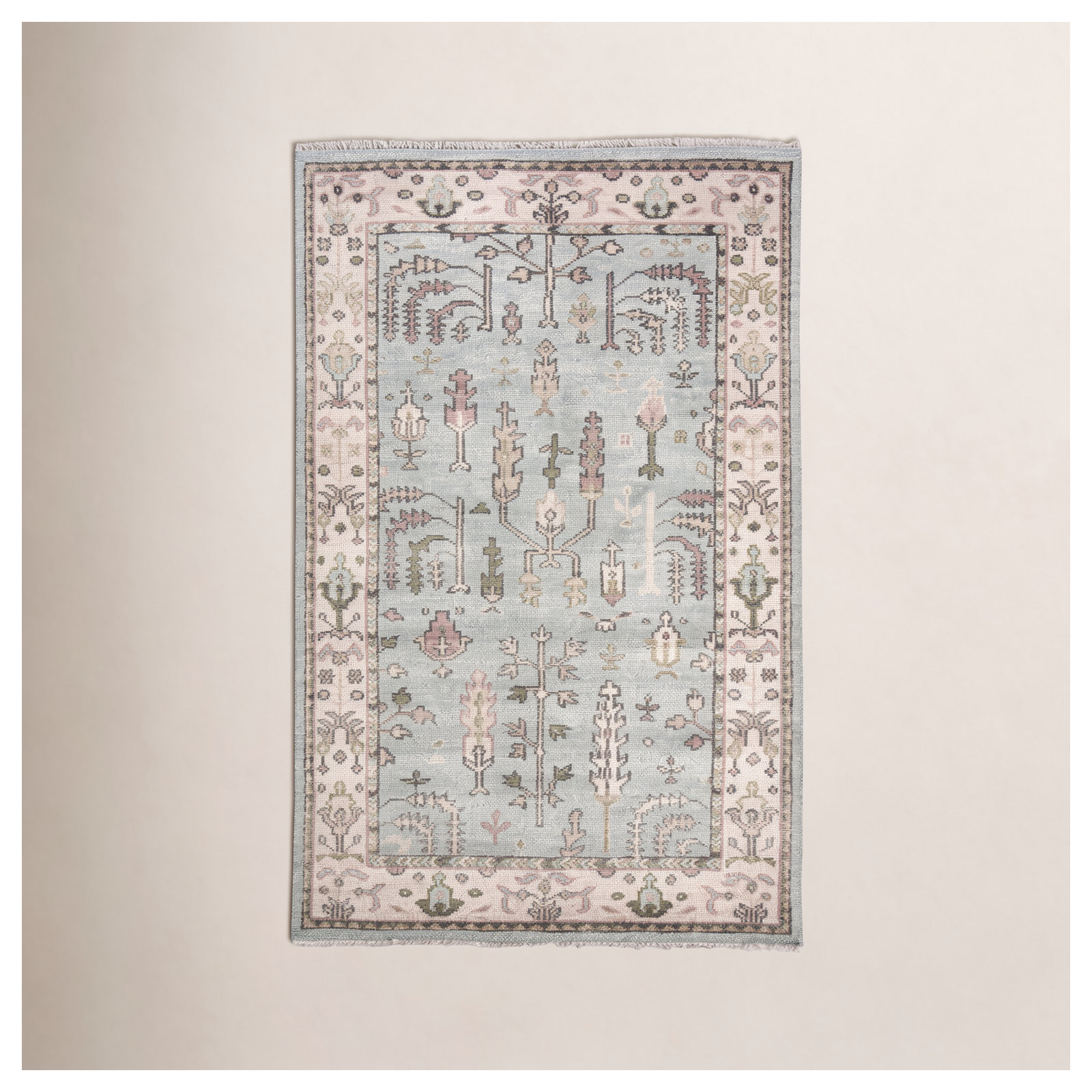 Athens Sky Hand Knotted Wool Rug, Rectangle 6' x 9'