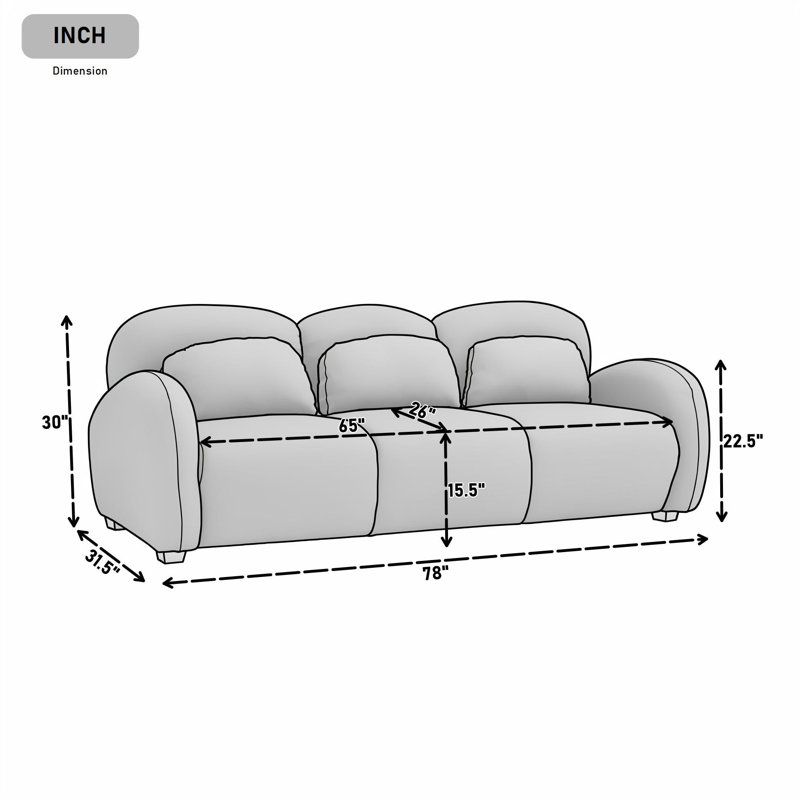Canapé moderne 3 places avec 3 coussins