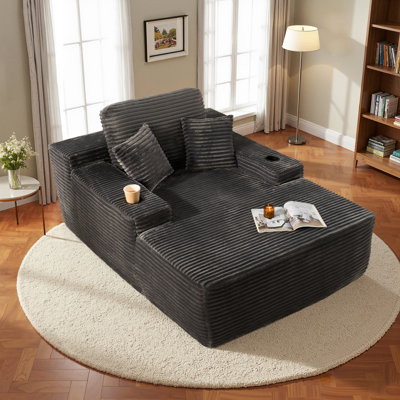 Nathasa Oversized 66.78" Upholstered Compression Chaise Lounge with Pillow, No Assembly Required Cloud Chair, Comfy Fluffy Sleep Sofa Bed for Living Room