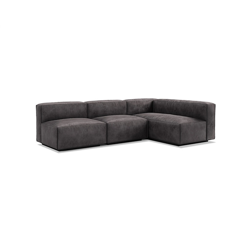 Cleon Modular Sectional, Camel Genuine Leather, Right Hand Facing