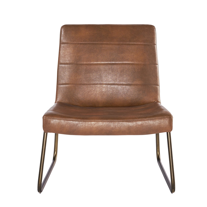 Tufted Side Chair, Bravo Cognac Faux Leather, Bronze