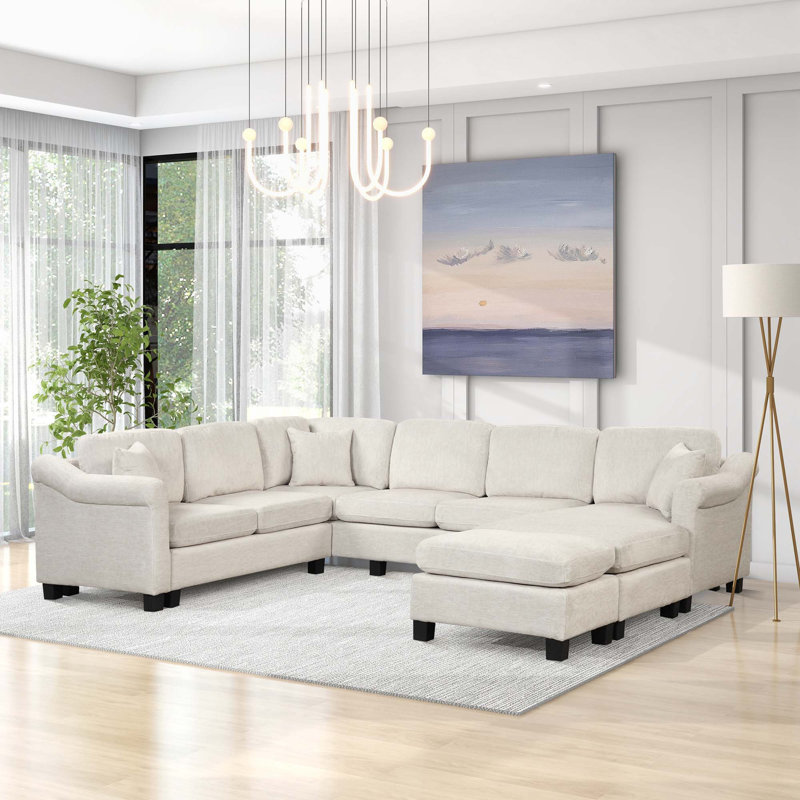 Canapé modulaire confortable 4 pièces en velours, Velours blanc