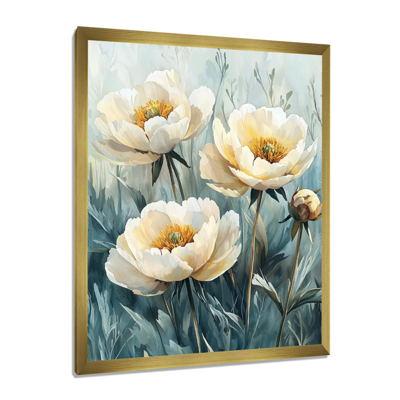 Barham - Art mural sur toile à motif floral, H 20 po x l 12 po, Reproduction encadrée d'une seule photo, Doré