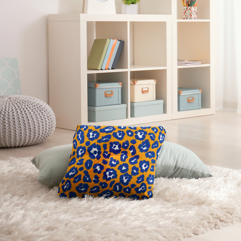 Housse et insert de coussin carré touffeté, H 26 po x l 26 po x P 3 po, Or / Bleu