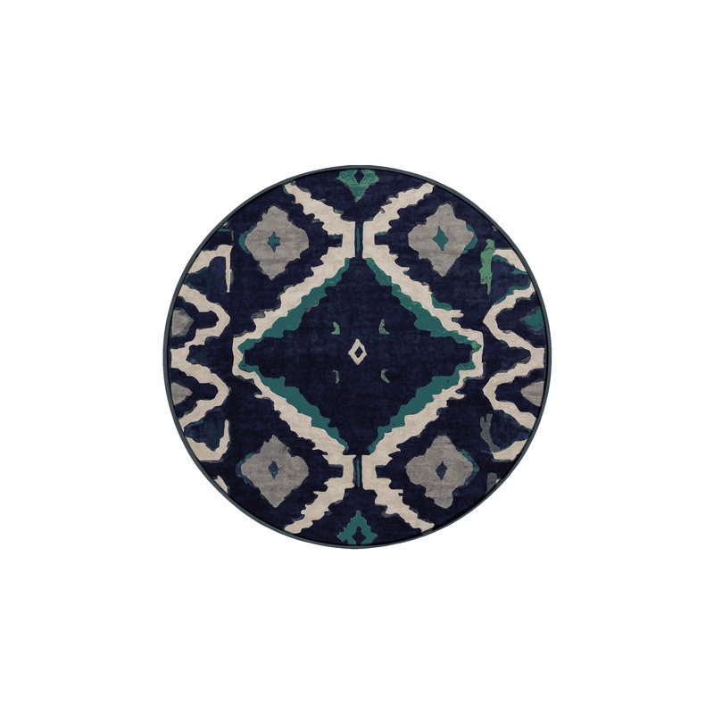 Machine Washable Gray Area Rug, Round 8'