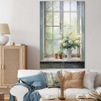 Countryside Calm blooms farm windows I - Farm Windows Wall Art For Living Room