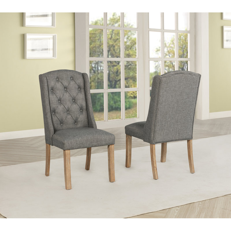 Chaises de salle à manger à oreilles avec dossier capitonné, Gris