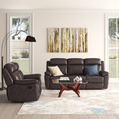 Ensemble de salon inclinable en cuir véritable 2 pièces Avalee