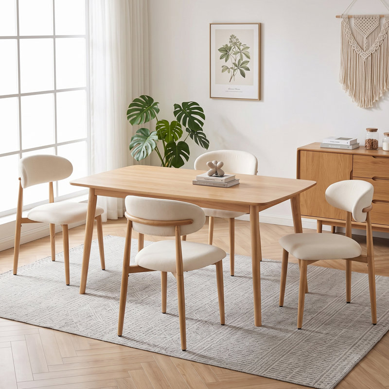 Chaises de salle à manger rembourrées Blondelle, 4, Bois jaune clair