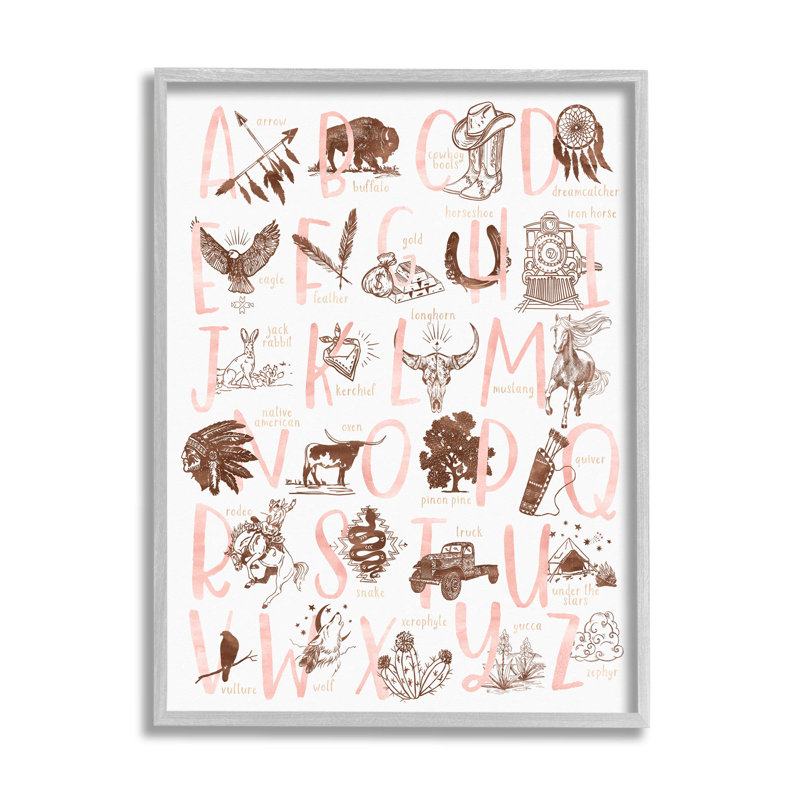 Alphabet de style sud-ouest apprenant l'art de la giclée par Erica Billups, H 14 po x l 11 po x P 1,5 po