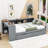 Wooden Daybed with 2 Drawers and Shelves and Charging Station-1907179574-1907179573