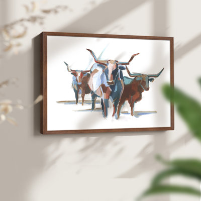 «Modern Longhorns I», reproduction encadrée