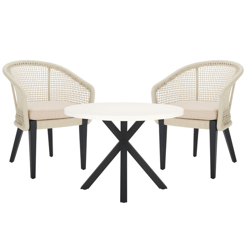 Ensemble bistro 3 pièces Saxon, Beige, Blanc/Noir