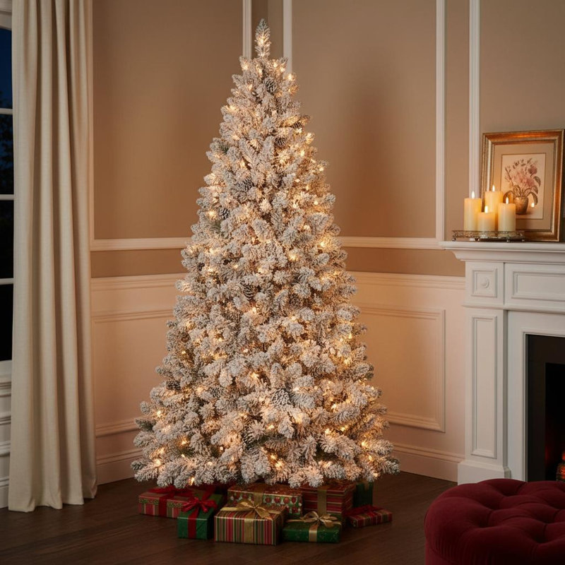 Sapin de Noël enneigé 6 pi avec lumières