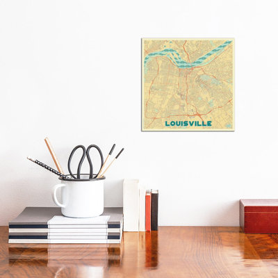 Louisville Retro Urban Blueprint Map by Hubert Roguski - Wrapped Canvas Painting