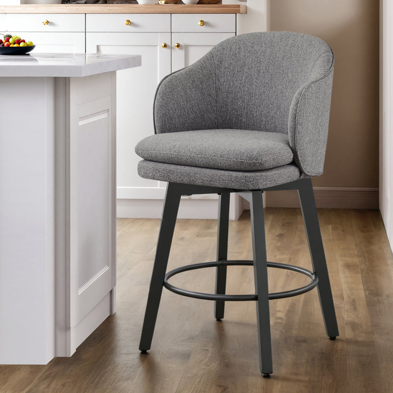 Meenakshi Swivel Bar Stools With Backs, 1, Dark Grey