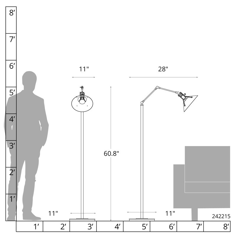 Henry 60.8" Task Floor Lamp, Bronze, Modern Brass