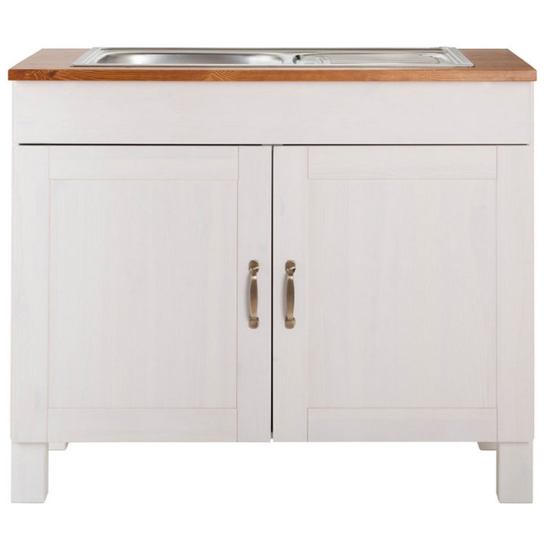 Martindale 100cm Single Bathroom Vanity Base Only, White/Honey