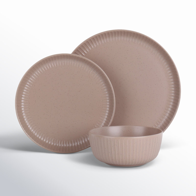 Zeppelin Stoneware Dinnerware - Set of 12, Beige