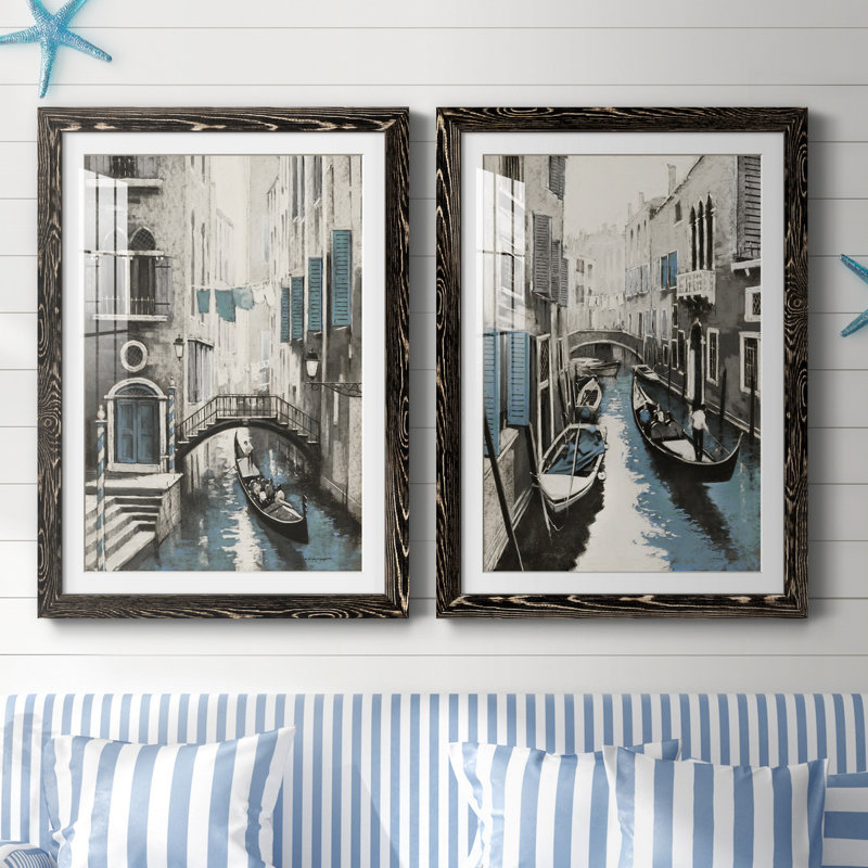 Venise I - ensemble de 2 reproductions d'art, Blanc, H 31,5 po x l 47 po x P 1,5 po, H 31,5 po x l 47 po x P 1,5 po