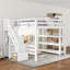 Lit mezzanine avec tablettes multifonctionnelles, escalier de rangement et lumière DEL-39108708