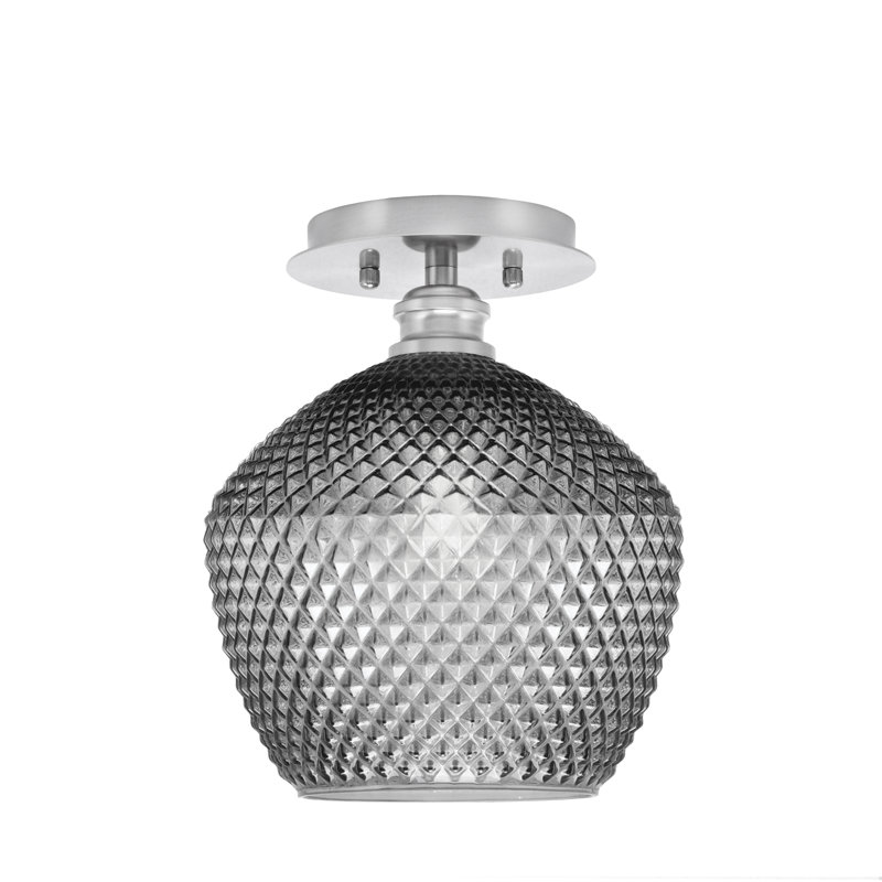 Edge 1 Light Semi-Flush Shown With 9" Smoke Textured Glass, Brushed Nickel