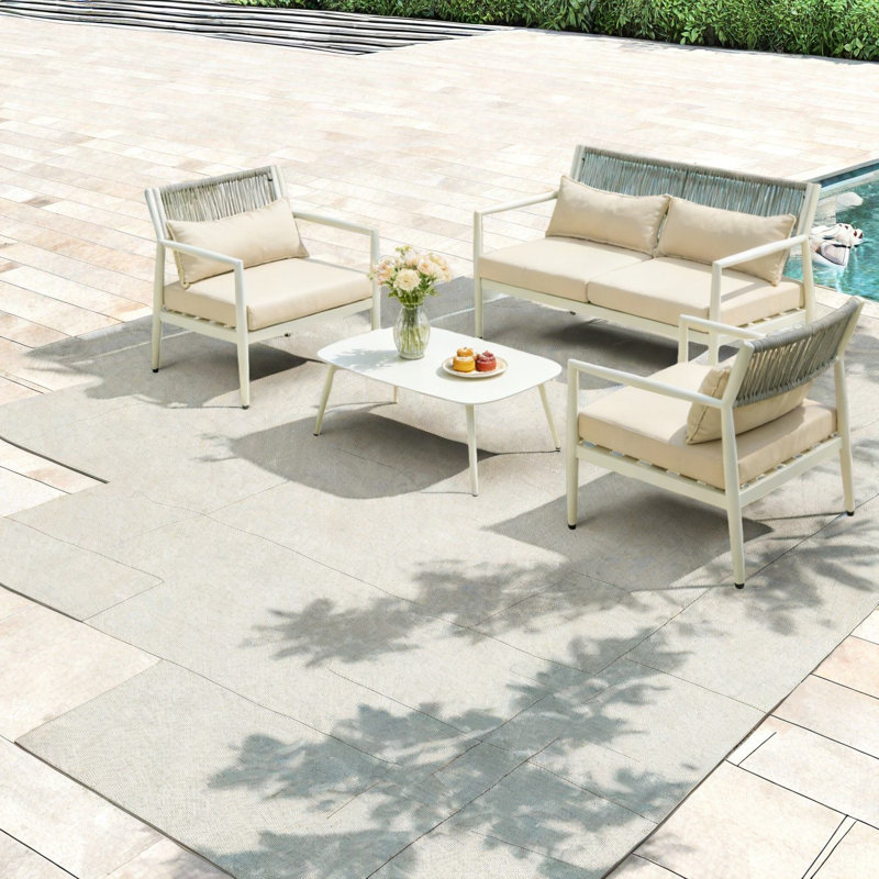 Comfortable Patio Sofas, Metal Rope Modern Set For Porch Backyard