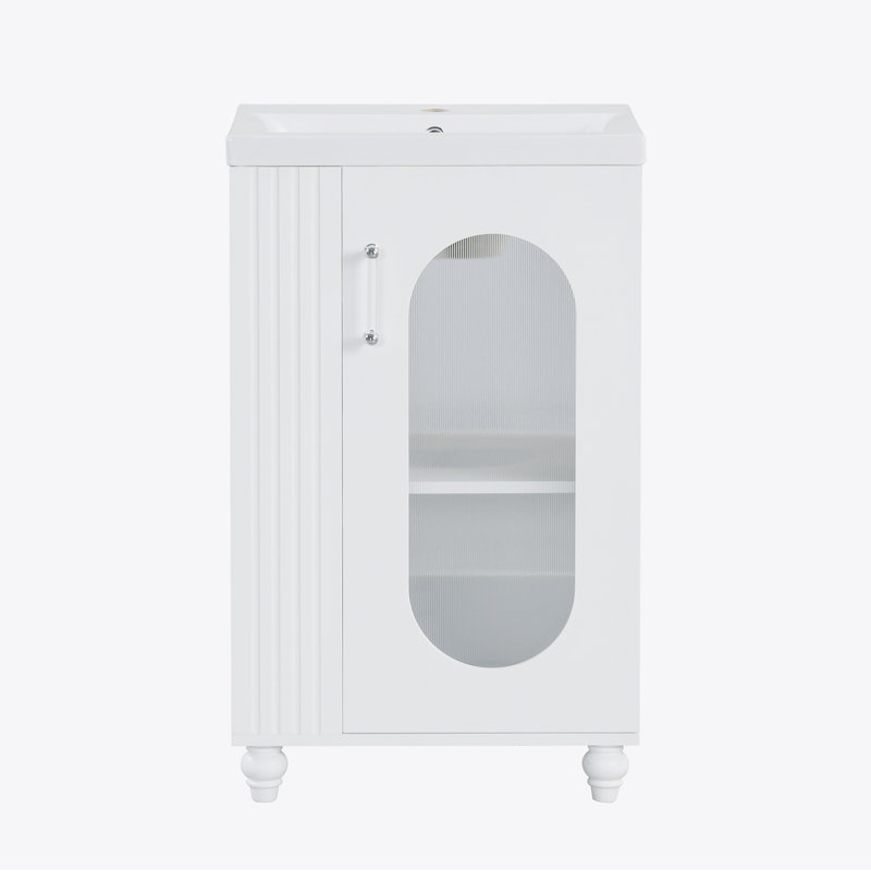 Meuble-lavabo avec lavabo, meuble-lavabo avec tablette à deux niveaux, tablette réglable