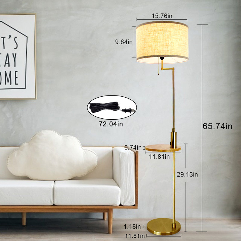 Jassan 65.74'' Gold Task Floor Lamp Set