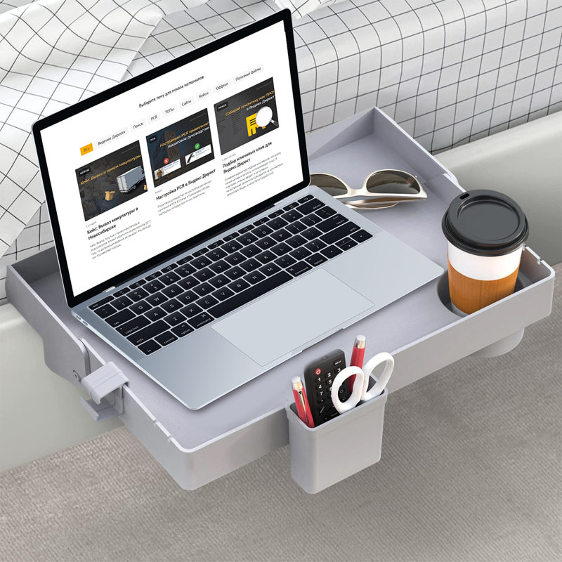 Foldable Bunk Storage Rack , Double-Layer Clip On Bedside Table, Tray Organizer, Gray