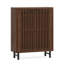 Armoire à chaussures 33,46 po en bois de noyer foncé moderne à 6 niveaux avec portes à persiennes-130150985