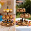 Support à petits gâteaux, grand présentoir à petits gâteaux à 3 niveaux pour 50 petits gâteaux, ensemble de présentation de table à dessert rustique, tour à gâteaux en bois