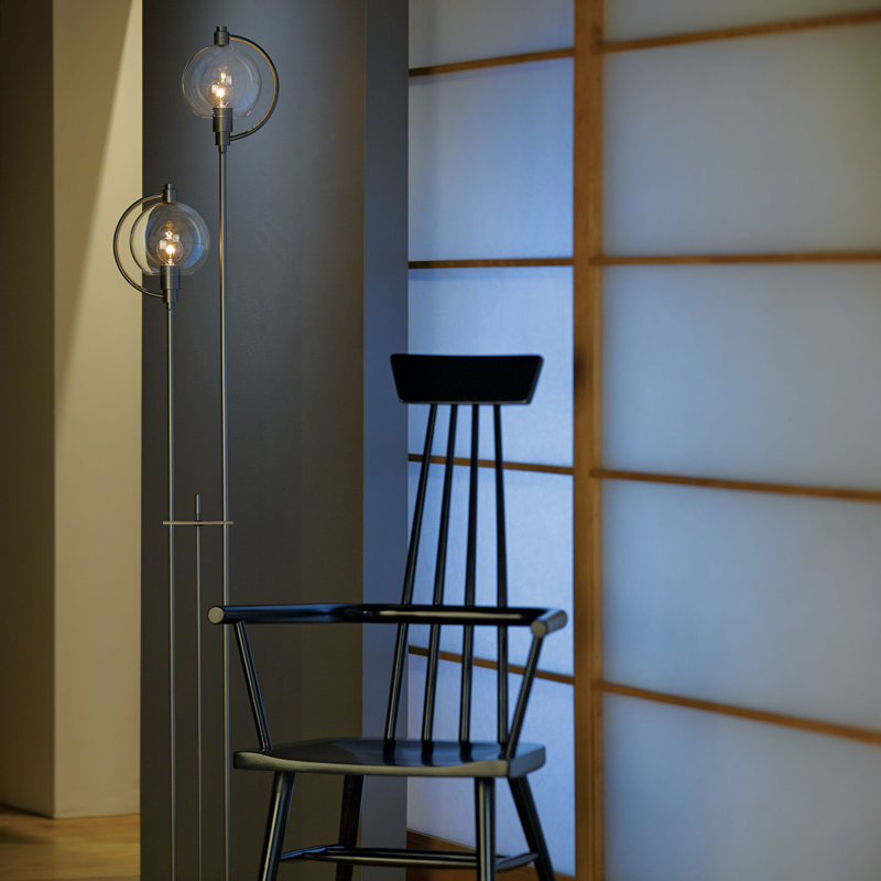 Pluto 68.1" Novelty Floor Lamp, Opal, Modern Brass