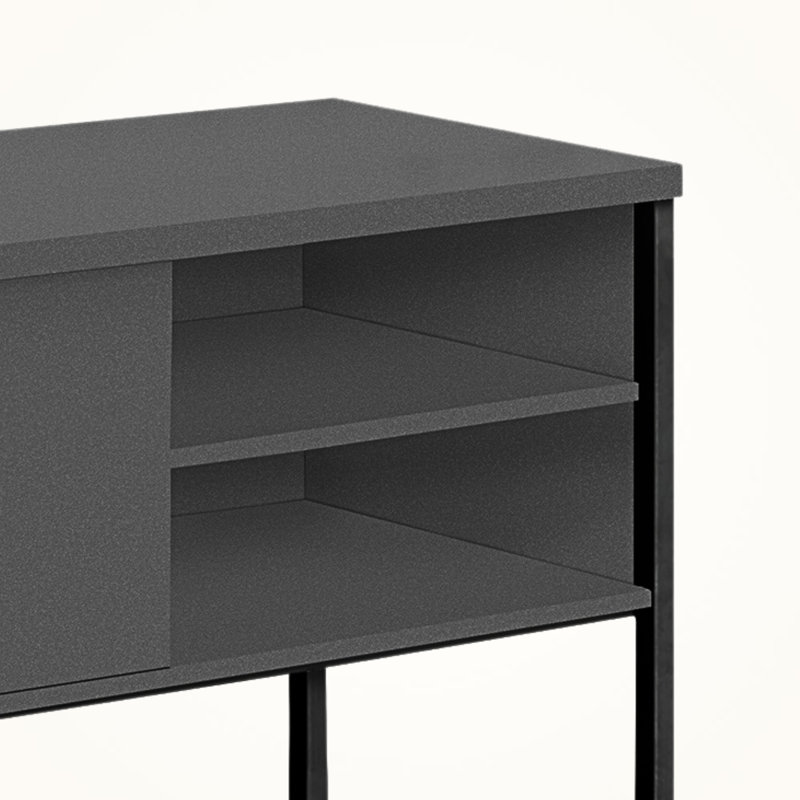Cyprien Black Metal Base and Grey Top Office Credenza Storage, 29.85'' H X 70.64'' W X 23.36'' D