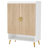 29.6” White & Natural Wooden Shoe Cabinet With Doors-1131343469