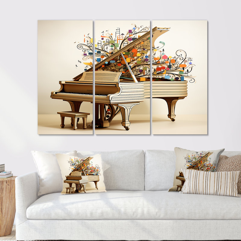 Jolley - ensemble d'art mural piano, Toile tendue, H 32 po x l 48 po x P 1 po
