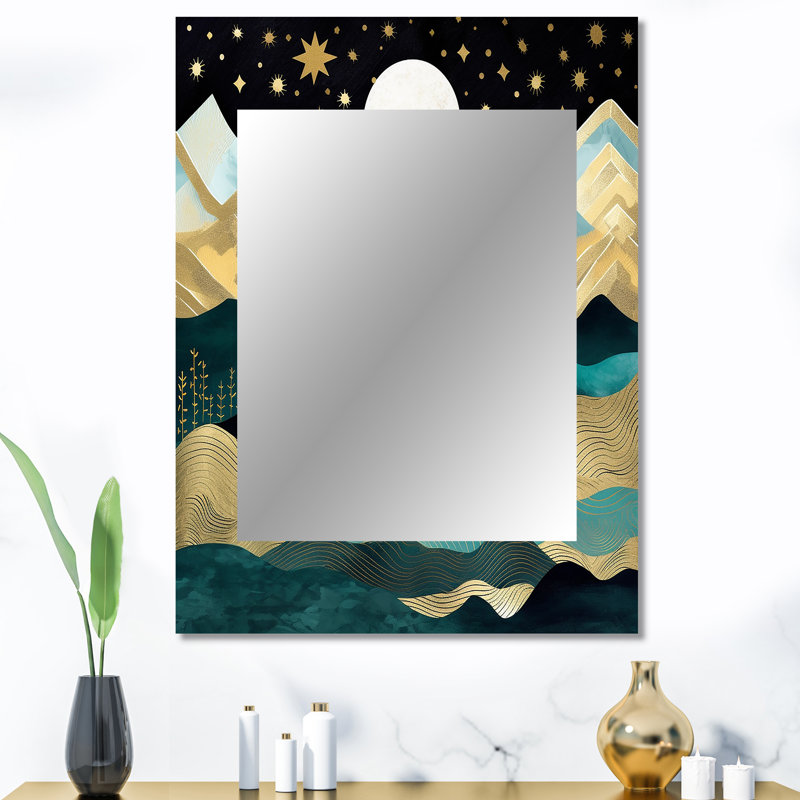 Mountain Nature'S Roar I - Beige Modern Wall Mirror, 40 po x 30 po