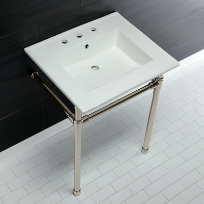 Kingston Brass Dreyfuss 25-Inch Ceramic Console Sink with Stainless Steel Legs