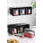 Elegant Spice Jar Set (4 Pieces), BPA-Free Plastic, 12 x 8 x 8 inches | Includes 3 Wall-Mountable Jars, 3 Spoons & Tray (12.5 x 10.4 x 3.9 inches) | Dishwasher Safe, Modern Black & Silver Design for Kitchen Organization