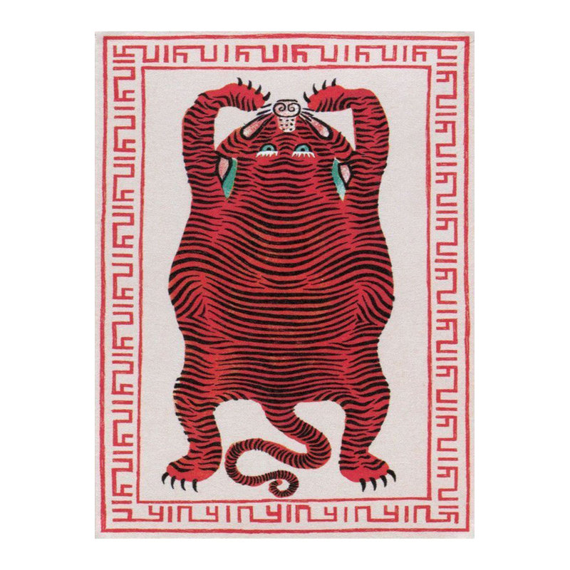Tapis tissé à motif tigre rouge lavable à la machine, Tapis de couloir 3 pi 3 po x 9 pi 10 po