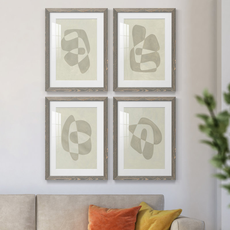 «Soft Shape I», ensemble de 4 reproductions de cadres photo, H 20 po x l 68 po x P 1,5 po, Gris