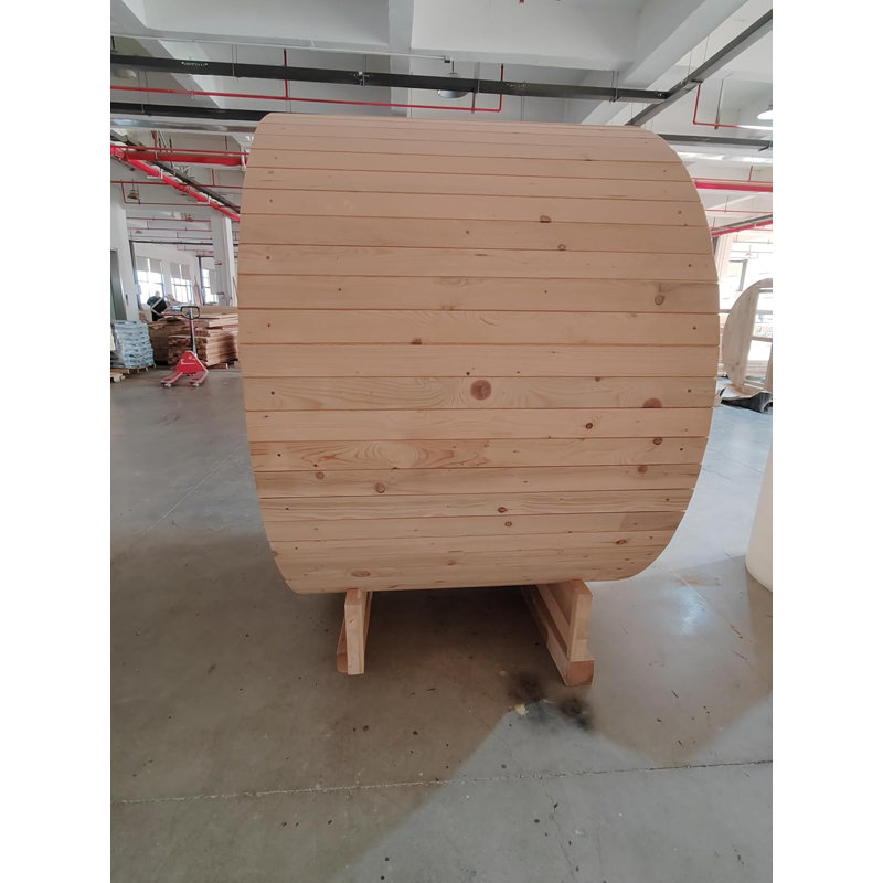 Outdoor Barrel Steam Sauna, Canadian Red Cedar Sauna Room for 2 Person with 4.5KW ETL Certified TOULE Heater, Rocks, 8mm Tempered Glass, Waterproof System