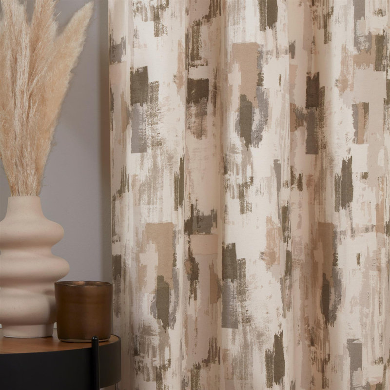 Cotton Blend Room Darkening Curtain Panel Pair, 66x72", Putty